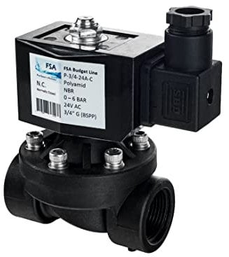 FSA Magnetventil Kunststoff PA6 3/4 24V AC 0-6 bar NBR stromlos geschlossen