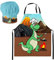 Kochmütze + Kochschürze Set 2tlg. Für Kinder Jungen und Mädchen Kochhaube Schürze mit Klettverschluss Dino [099]