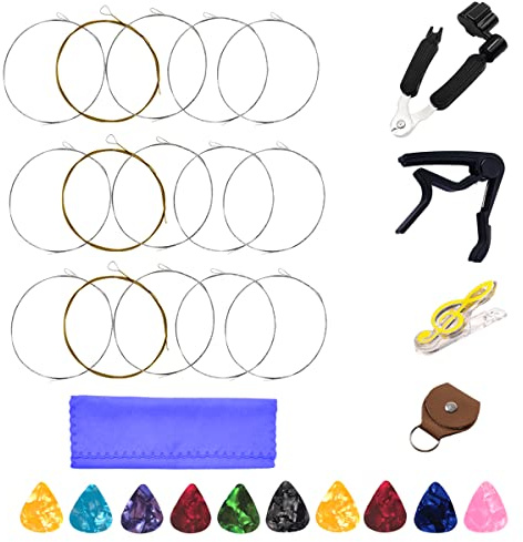 JYsun Banjo Strings 5 String Set Stainless Steel Core Copper Alloy Wound 3 Full Sets with 3 in 1 Restringing Tool & Capo & Picks & Other Useful Tools