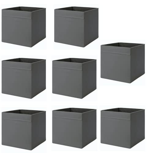 MAC Drona Storage Box 33x38x33 cm Office/home Storage Box Perfect for Everything. Foldable Storage Organizer Boxes for Shelving Unit Bedroom, Wardrobe, and Toys , Children, (8 Pack, Dark grey)