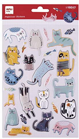 APLI Kids 19317 Katzenaufkleber Modell MEOW! inkl. 1 Blatt mit 25 permanenten Aufklebern, ideal für Scrapbooking, Dekoration oder DIY