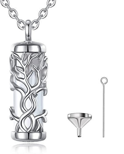 EUDORA Harmony Ball Sterling Silber 925 Asche Urnen Kette für Damen, Lebensbaum Einäscherung Schmuck Memorial Urn die Asche des Hund Katze Mutter Vater, Andenken Beerdigung Medaillon Anhänger, 20Zoll