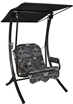Angerer Freizeitmöbel GmbH Hollywoodschaukel 1-Sitzer Primero - Gartenschaukel Made in Germany - Schaukel zum Sitzen und Entspannen - einfache Montage (Grau Schmetterling)
