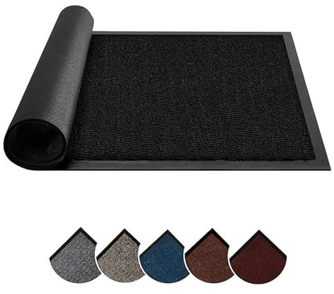 Circle of trust Hallway Runner Rug Black 90x300 cm Non Slip, Heavy Duty Long Runner, Rubber Backed Dirt Trapper, Washable, Carpet Runner for Hall Kitchen Bedroom Laundry & Office