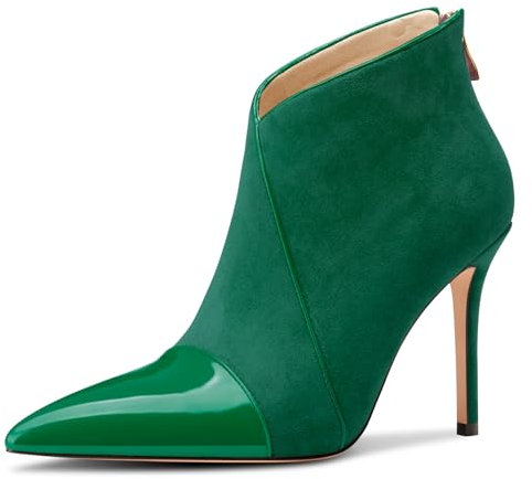 Castamere Donna Spillo Alto High Tacco Heel a Punta Stivaletti Cerniera Slip-on Feste Ufficio Dress Stivali Verde Scuro Scamosciato 43 EU