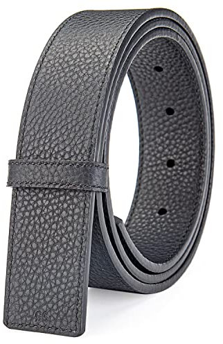 Vatee's Herren Echtleder Wendbares Gürtel ohne Schnalle Ersatz Gürtelriemen 34mm Breit 100cm Lang Schwarz & Schwarz
