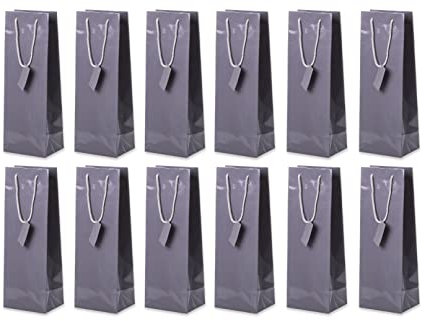 Flaschentüte Geschenktüten 12 Stück einfarbig Grau, Geburtstagsgeschenk, Tüten für Flaschen als Geschenk zu besonderen Anlässen