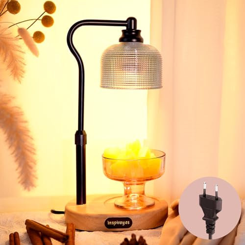 Inspireyes Kerzenwärmer Lampe, Höhenverstellbar Kerzenhalter Duftlampe, Elektrische Raumduft Kerzenwärmer mit Timer, Enthält 2 Glühbirnen, Aroma Diffuser für Duftkerze, Grau