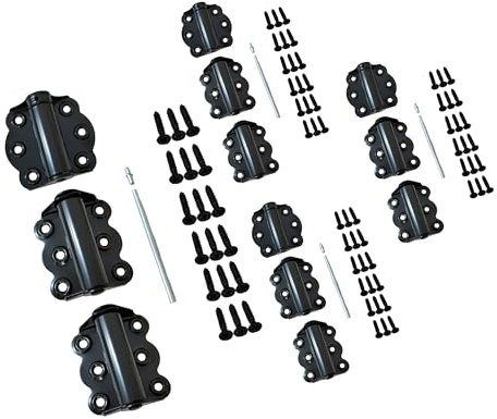 QCAA Türfederscharniere, 7,5 cm, jedes Set beinhaltet 2 selbstschließende und 1 verstellbare selbstschließende Türscharniere, schwarz, 4 Sets, hergestellt in Taiwan