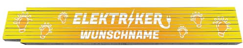 2m Zollstock - Elektriker - mit Wunschname - Text - Spruch - individuell personalisiert - Glieder-Maßstab - Meterstab bedruckt - für Männer Opa Papa Vatertag Wunschtext Weihnachten Baustelle
