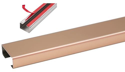 HAIXHX Sturdy Stainless Steel Cable Trunking, Self Adhesive Cable Raceway Cord Cover/Wires Management Kit/Metal Cable Raceway for Home Office Warehouse Wall, Anti-Stomping (Size : Gold-1m-50x25mm)