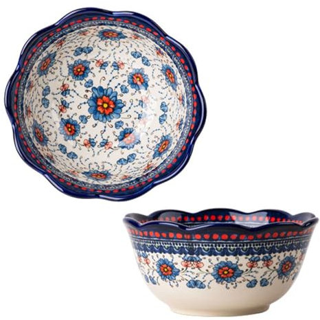 TYMYYS Bunte Ramenschalen Aus Keramik, 2er-Set, Suppenschalen Aus Porzellan, 15,2 Cm, Ofenfest, Kleine Mikrowellen-Reisschalen, Retro-Geschirr.-Blauer Sauerampfer-650ml 23oz, FK2BCC222KCI22K