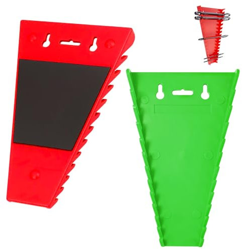 2 Stück Werkzeughalter, Maulschlüssel Halter Magnetischer SchraubenschlüSsel-Organizer Schraubenschlü Sselhalter, Halter für Werkstatt Zubehör Maul-/RingschlüSsel für Werkzeugkasten(Rot+Grün)
