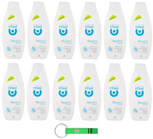 12x Infasil Bagnodoccia Neutro Delicato, Clinicamente Testato e Delicato sulla Pelle, Bagnoschiuma 500ml + Portachiavi Beni Culinari in Omaggio