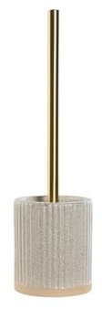 Home ESPRIT Escobilla para el Baño Beige Dorado Gres 10,5 x 10,5 x 37,5 cm