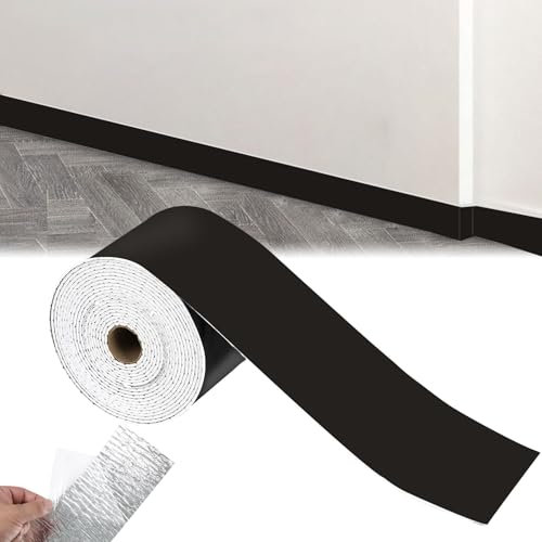Battiscopa morbidi, autoadesivi, autoadesivi, 10 cm x 5 m, battiscopa flessibili, colore nero