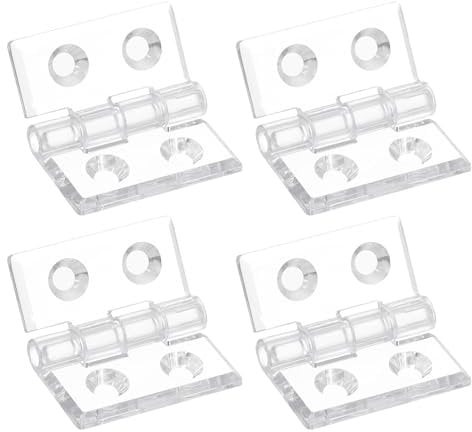 sourcing map 4Pcs Acrylic Hinges, 1.2 x 1.38 Inch Hardware Folding Hinges with Mounting Hole Piano Hinges for Case Box Handicrafts, Clear