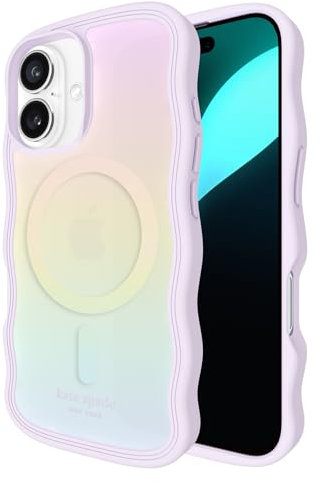 Kate Spade New York iPhone 16 Case - Compatible with MagSafe - Designer Phone Case - Wavy Opal Iridescent