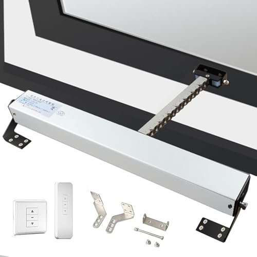 ASnwpaK Elektrischer FensteröFfnerantrieb, Doppelkette/GeräUscharm, 400N SchließKraft/Diebstahlsicher, Hub 300-1000mm, Mit Fernbedienung + Schalter, FüR Dachfenster, GewäChshäUser,400mm