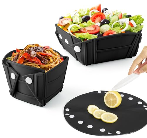 RoseFlower Faltbare Schüssel Camping, Tragbare Silikon Schüssel für Camping Zubehör, Picknick & Wohnwagen, Klappschüssel als Teller Oder Bowl to Go, Campinggeschirr für Küche, Zelt und Outdoor