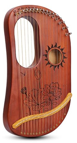 LUNCHS Lyre Harp 16 Cordes en Métal Harpe Les Marques Sonores Gravées sont Faciles à Identifier Convient pour Le Camping, Augmente Le Plaisir(Dark Brown)