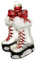 Knüllermarkt Christbaumschmuck Glas Schlittschuhe Silber Rot, 11 cm, Weihnachtsbaumschmuck, Weihnachtsdekoration, Baumschmuck Weihnachten