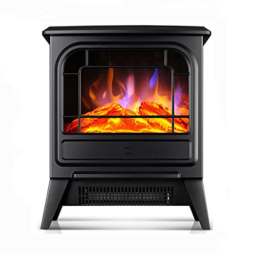 Chimenea eléctrica, estufa de chimenea eléctrica portátil independiente, leños de llama realistas, diseño vintage para esquinas, protección de seguridad contra sobrecalentamiento, chimeneas eléctricas