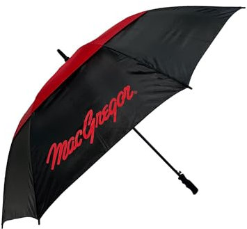 MacGregor Ombrello da golf a doppio baldacchino, 162,6 cm, colore: nero, nero/rosso, Classico