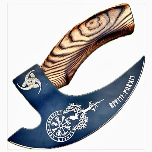 Viking Pizza Cutter Axe Viking Hatchet Pizza Axe Mini Axe, Pizza Cutter, Small Camping Axe, Small Axe with Premium Leather Sheath Cover