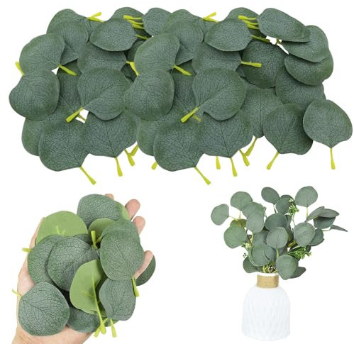 YCHYAN 200 Pezzi di Eucalipto Artificiale per Decorazioni, Foglie di Eucalipto Artificiali, non Facile da Ossidare e Sbiadire, può Essere Utilizzato per Bouquet a Mano, Decorazioni per Matrimoni