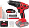21V Cordless Drill, 45Nm Electric Screwdriver Set, 2 Variable Speed Combi Drill, 25+1 Torque Setting, 3/8” Keyless Chuck, LED Work Light, with 29PCS Accessories and Li-Ion Battery for Home DIY