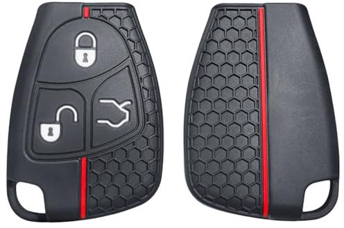 OTMIK Silikon Autoschlüssel Hülle passend für Mercedes Benz AMG Viano W639 B C E S ML SLK CLK Klasse W211 W202 Schlüsselhülle Zubehör (3 Knöpfe)