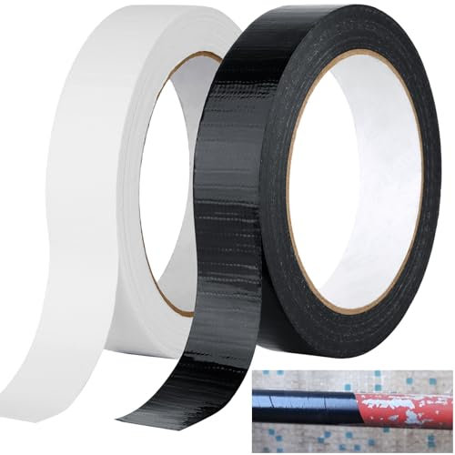 Nadinsta 2 Rouleaux Ruban Adhésif Toilé, 30m x 23mm Gaffer Noir & Blanc Resistant, Heavy Duty Duct Tape, Gaffer Pour Les Travaux De Réparation, Fixation, De Scellage, d'Étiquetage Et De Rénovation