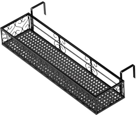 Hängendes Geländer Pflanzgefäß Regal Korb mit Haken für Balkon Garten Zaun Dekoration 80cm