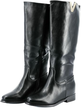 JOMIX Stivali Donna al Ginocchio con Tacco Interno 8 cm Stivale Tubolare Elegante in Pelle Sintetica con V Metallica e Cerniera Laterale Riding Boots Fashion Chic
