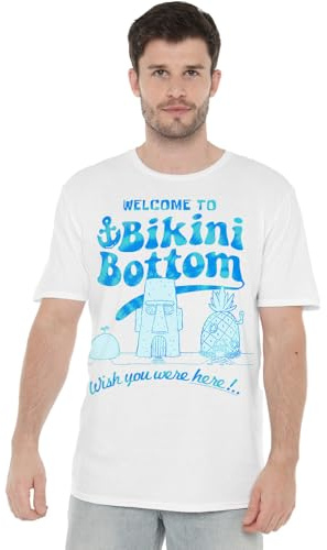 Spongebob Bikini Bottom Welcome Unisex T Shirt, White, XXXX-Large