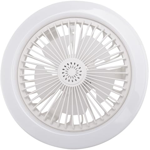 Turodeuo E27 Ceiling Fan with Lights,Enclosed Low Fan Light,Hidden Electric Fan Gimbal Lamp Holder(White)