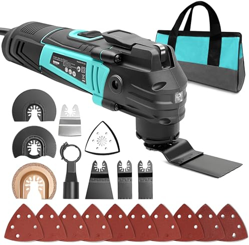 XSSIVE 3.2° Oscillating Multi-Tool Kit with Quick-Change & 6-Speed | 2.5A Motor for Smooth Cutting, Sanding, Scraping | Low Vibration & 17pc All-in-One Kit