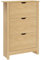 HOMCOM Narrow Shoe Cabinet, Space Saving Shoe Storage Cabinet with 3 Flip Drawers and Adjustable Shelves for 18 Pairs of Shoes for Hallways and Living Room, Natural Wood Finish
