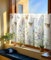 Daliena Kurzgardine mit Blumen Schmetterlinge Scheibengardinen Landhaus Stil Küchengardinen Halbtransparent Cafe Vorhang Fenstergardine mit Drucken (BxH 200x60cm) weiß 1 stück