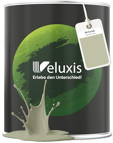 Veluxis® Peinture murale Vert de qualité supérieure pour intérieur– 2,5 litre, pouvoir couvrant de classe 1, sans traces, anti-goutte et peinture écologique, sans COV – (Gentle Lime)