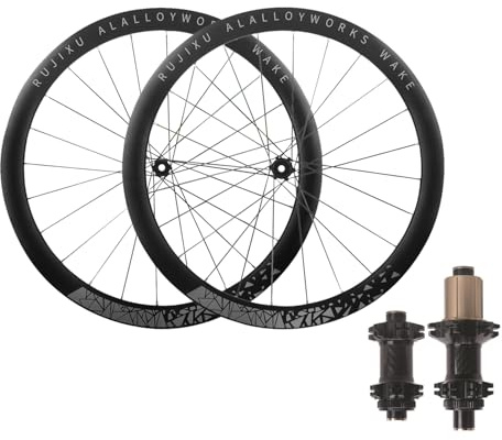 LSRRYD Ruote for Bici da Corsa Gravel 700C Cerchi A Doppia Parete da 45mm 24 Fori Ruota Anteriore Posteriore 7-12 velocità Cassetta ASSE Passante Freno A Disco Center Lock(Black,700C Gray)