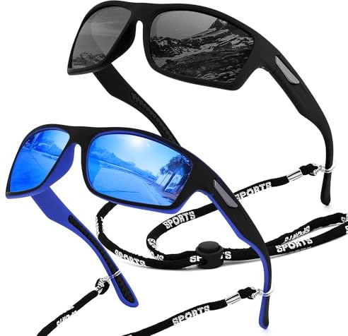 Karsaer Sonnenbrille Herren Polarisiert Sportbrille Autofahren Angeln K5171 | Fahrradbrille, TR90 Rahmen, UV400 Schutz