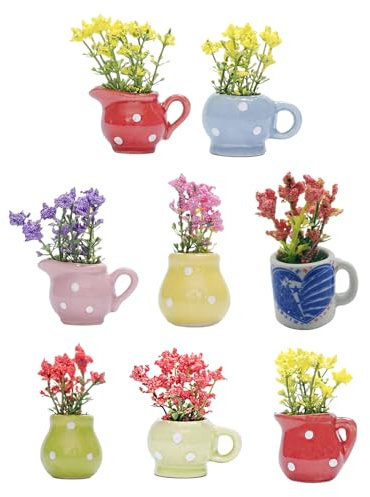 Pack Of 8 Resins Vases For Kitchen Fridge Decors Miniature Buds Flower Pots Refrigerator Magnets Ornaments
