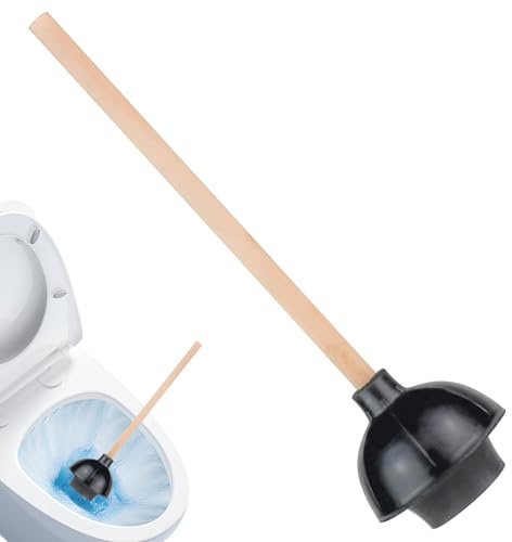 AZIDWERYQ Toilet Plunger 5.5'' Rubber Double Thrust Force Cup Toilet Plunger Heavy Duty with 18'' Handle Plungers for Bathroom Kitchen Sinks Toilets Clog Remover