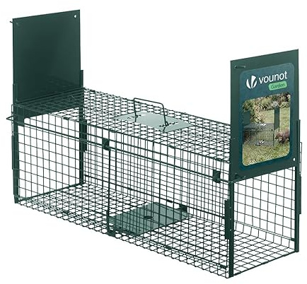 VOUNOT® Marderfalle Lebendfalle 80x26x34cm, Doppeltür Tierfalle mit Griff, Humane Fangkäfig für Marder Ratten Kaninchen Katzen und Fuchs, robust und wetterfest, für innen & außen, Grün