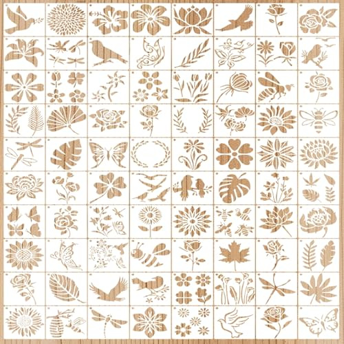 80 Blumen Schablone Wildblumen Schablonen Schablonen zum Malen Malerei Schablonen Set mit Blumen Blättern Tieren Wiederverwendbare für DIY Sammelalben Handwerk Möbel