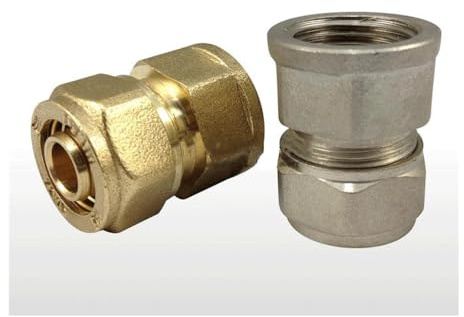 216 1418 1620 2025 2632 PEX-AL-PEX 1/2 3/4 1 BSPP Female Female Brass Straight Pipe Fitting For Solar Floor Heating(Brass,1418-DN20)