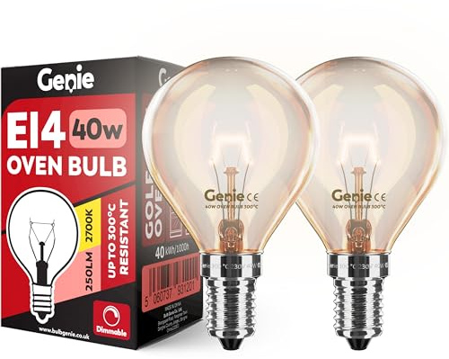 Genie E14 SES Pygmy Oven Bulbs 40W 230V Pack of 2 Oven Rated 300 C
