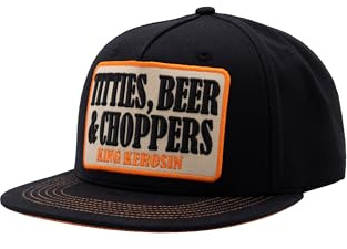 King Kerosin Herren Flatbrim Cap Mit 3D-stickpatch Titties, Beer & Choppers